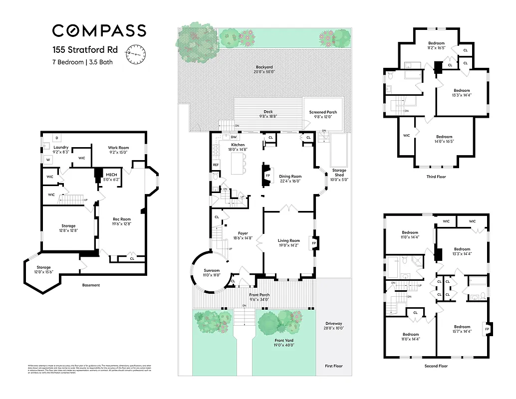floorplan with three floors of living space plus basement with storage and rec room