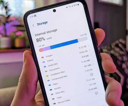 Android storage space screen.