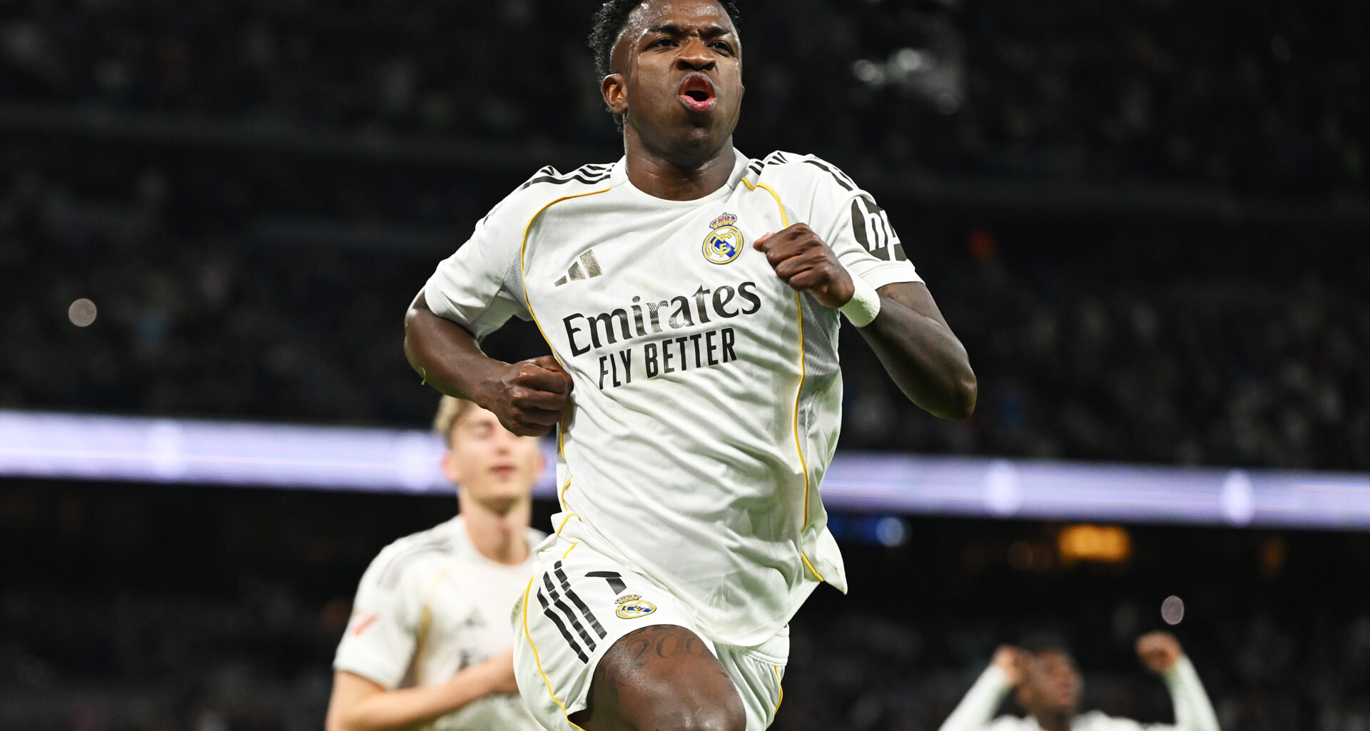 Vinicius celebrates against Real Sociedad.
