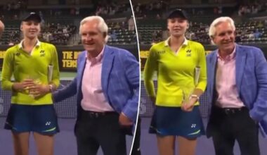 Elena Rybakina removes presenter's hand from her back in awkward scene