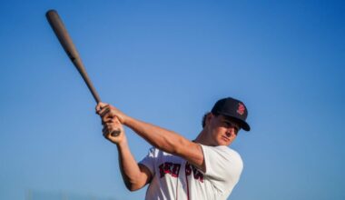 Boston Red Sox right fielder Roman Anthony (19) strikes a pose for photo day. Day 8 of Boston Red Sox Spring Training at Jet Blue Park in Fort Myers, FL.