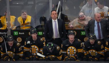 Boston Bruins head coach Marco Sturm after the Toronto Maple Leafs scored for a 4-2 lead during the 3rd period. The Boston Bruins host the Toronto Maple Leafs at TD Garden on Tuesday, March 24, 2026.