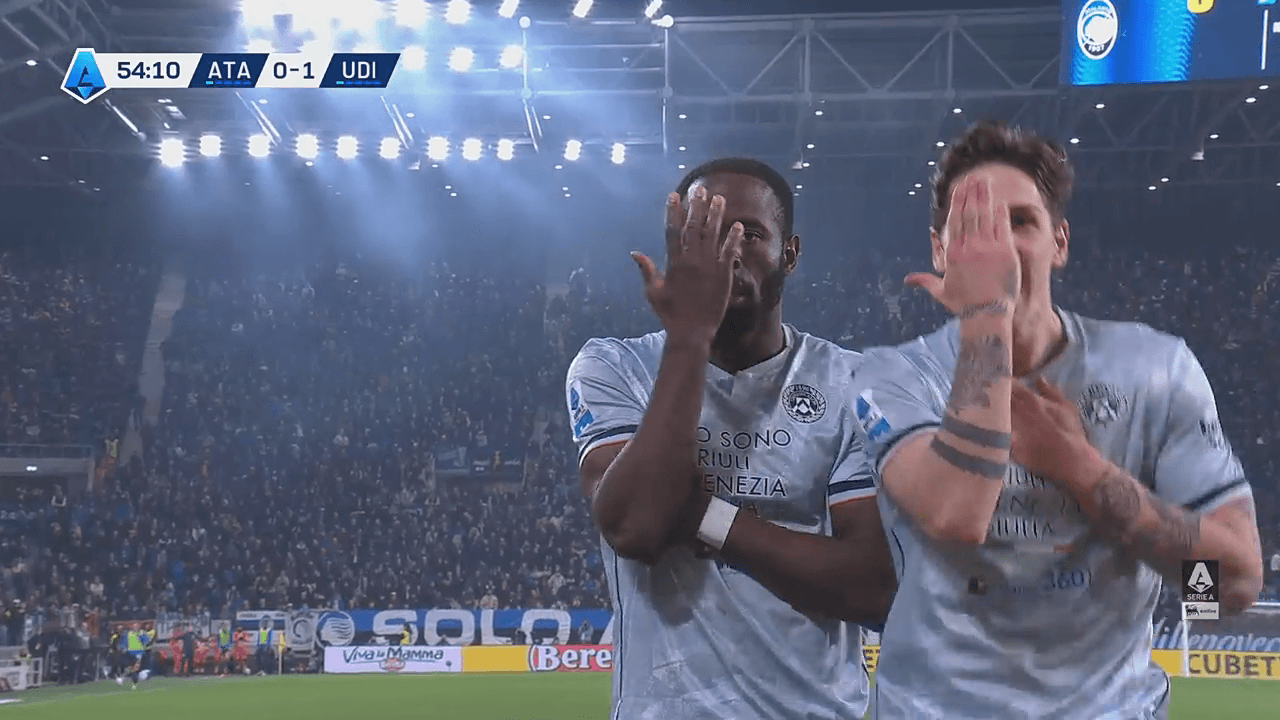 Keinan Davis and Nicolo Zaniolo perform the 'You can't see me' celebration