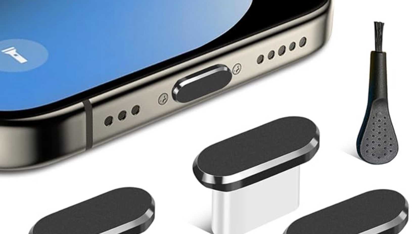 USB-C dust plugs in a phone. 