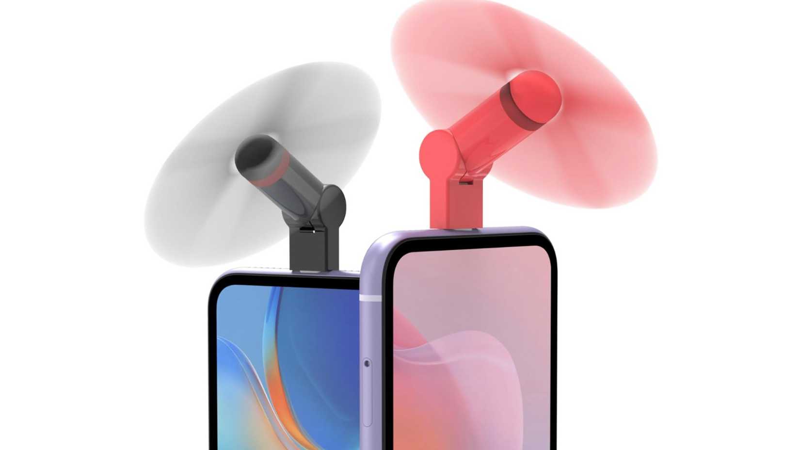 USB-C powered fan plugged into a phone. 