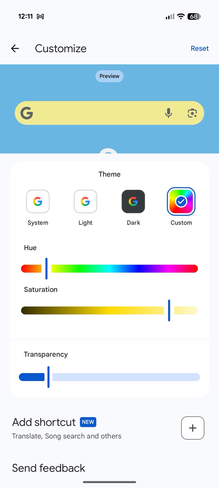 screenshot android 16 qpr3 google search widget settings color