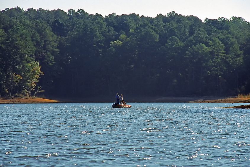 Fishing on Lake Thurmond in McCormick, South Carolina.
