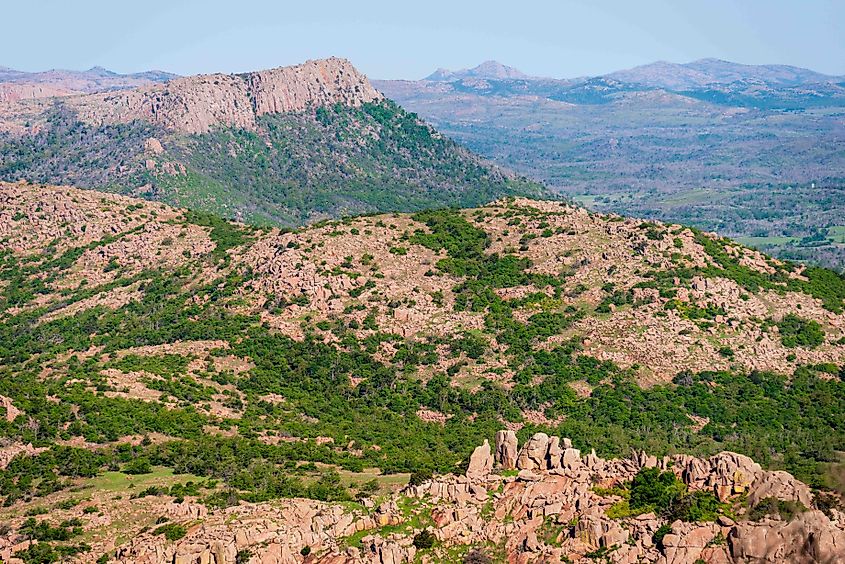 View from a viewing point at Wichita Mountains Wildlife Refuge, Oklahoma.
