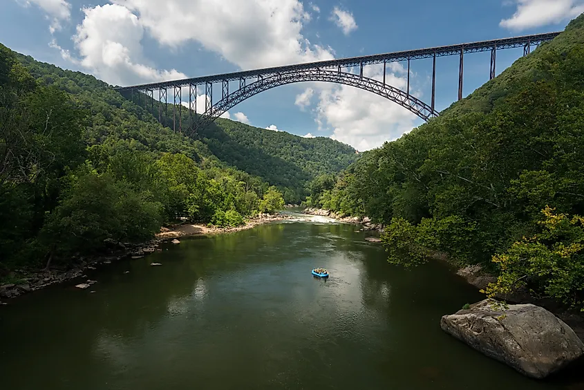 The spectacular view of the New River Gorge bridge in West Virginia.