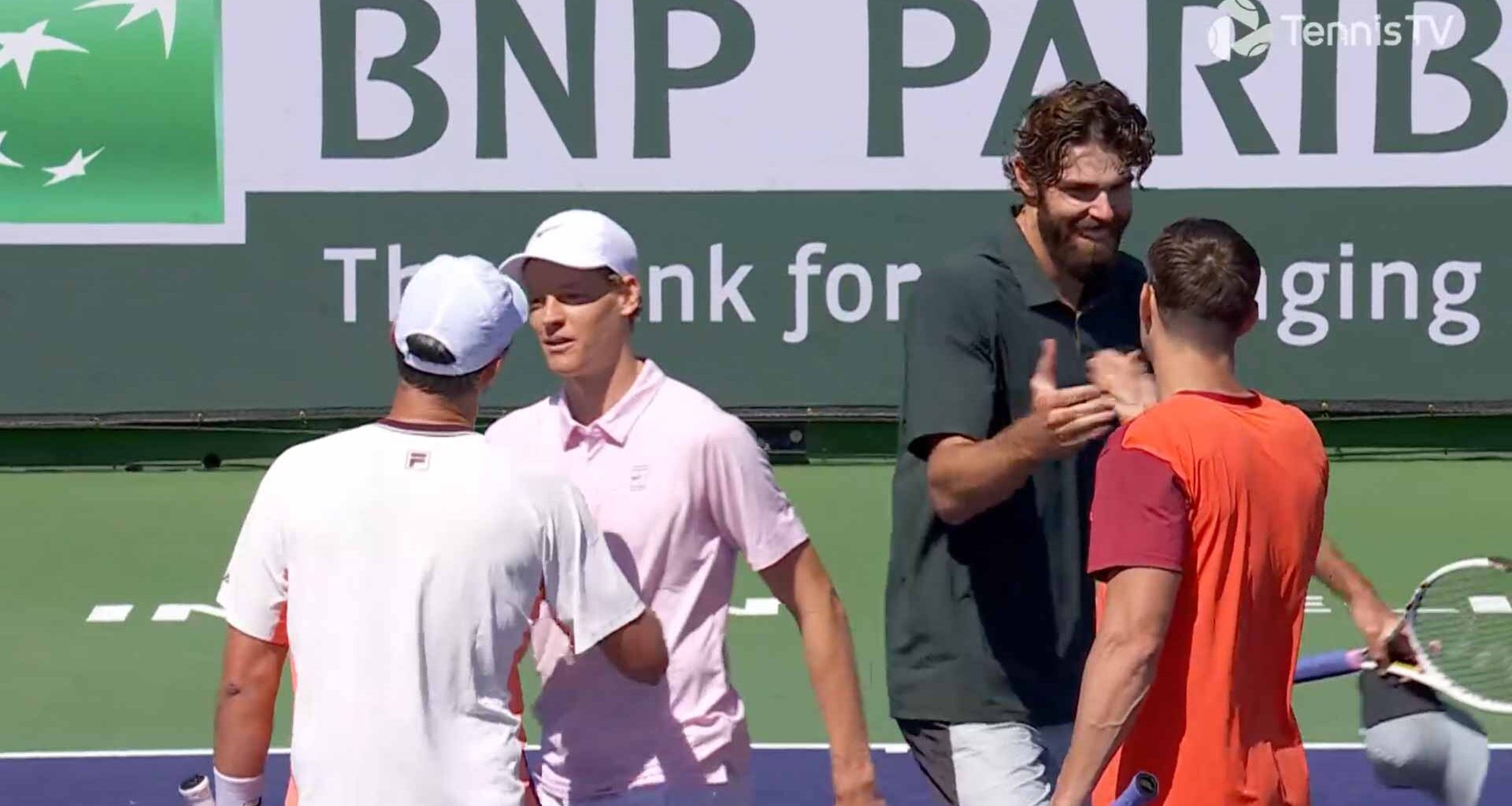 Marcel Granollers and Horacio Zeballos defeat Jannik Sinner and Reilly Opelka in straight sets on Monday.