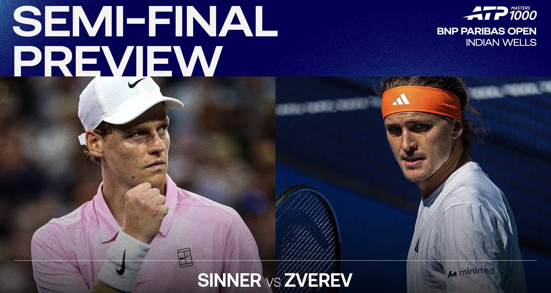 Jannik Sinner and Alexander Zverev will meet on Saturday in Indian Wells.