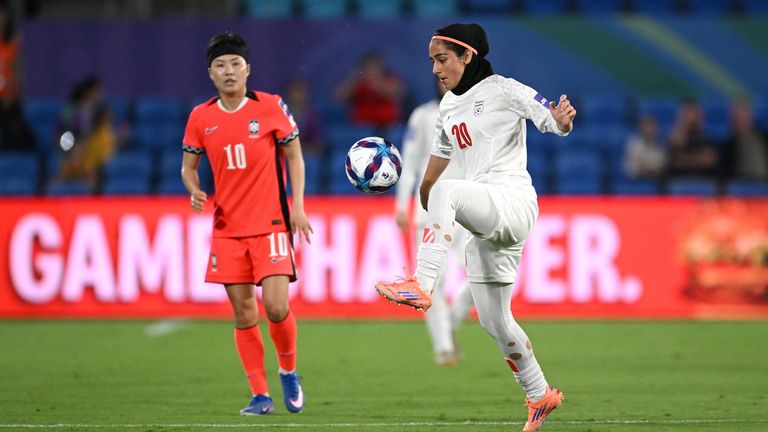 Sara Didar of Iran during the match with South Korea on 2 March. Pic: Reuters