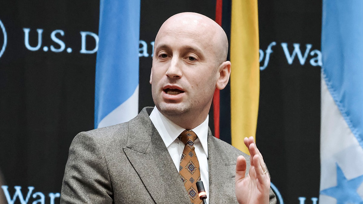 Stephen Miller Speaks at a podium
