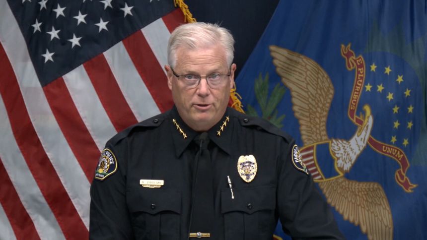 Fargo Police Department chief Dave Zibolski speaks at a news conference.
