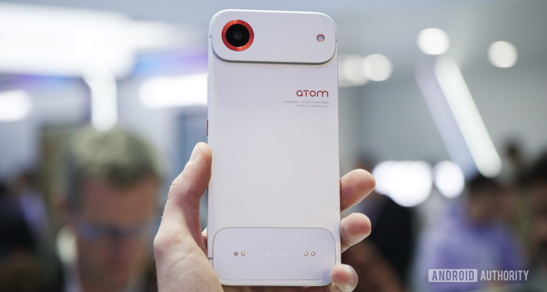 Someone holding the TECNO concept phone at MWC 2026.