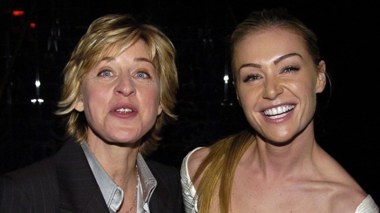 Ellen DeGeneres and Portia de Rossi at a Golden Globes party
