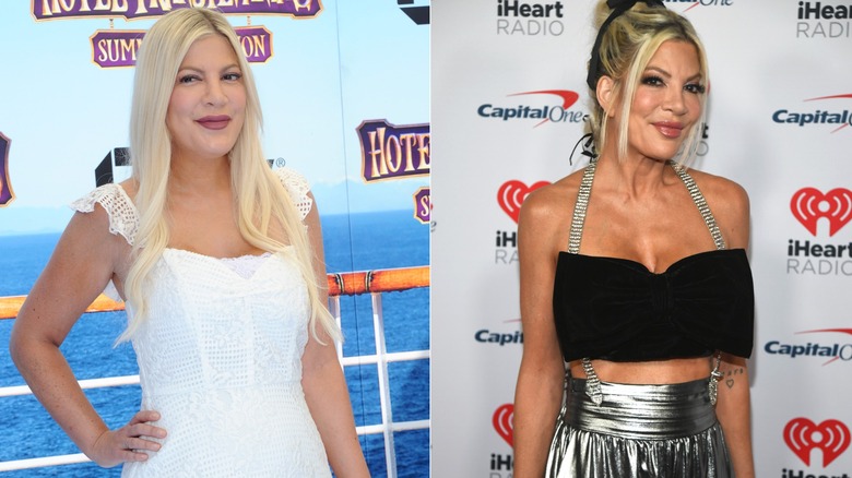 Tori Spelling before and after she lost weight using a GLP-1 medication