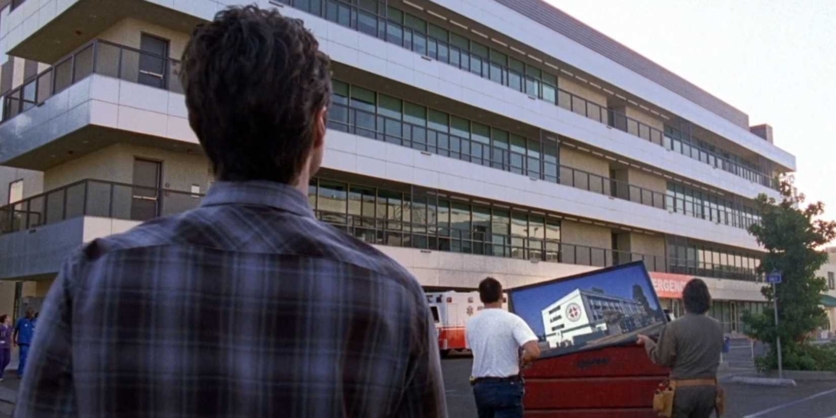 JD looking at the new Sacred Heart in Scrubs season 9