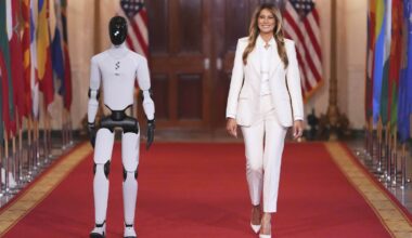 Melania Trump shares the spotlight with a robot at an education and technology event : NPR