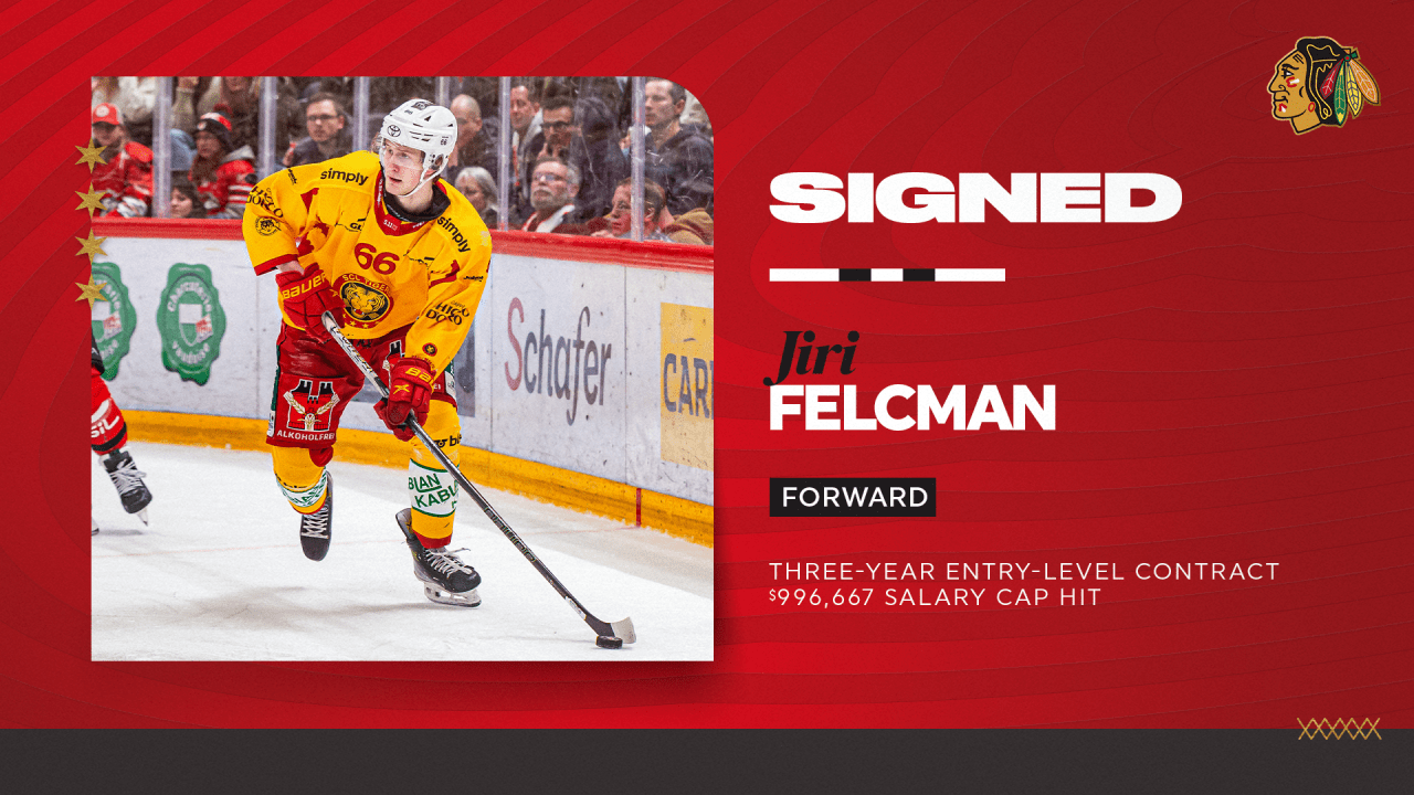 RELEASE: Blackhawks Sign Jiri Felcman to Three-Year, Entry-Level Contract