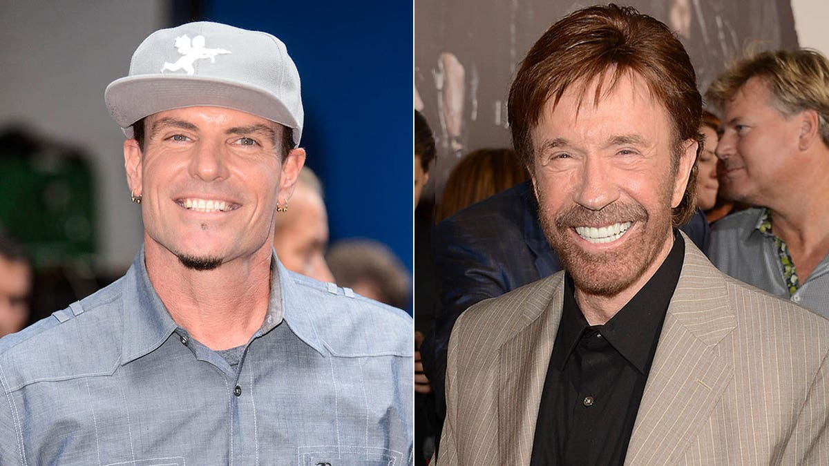 A split of Vanilla Ice and Chuck Norris