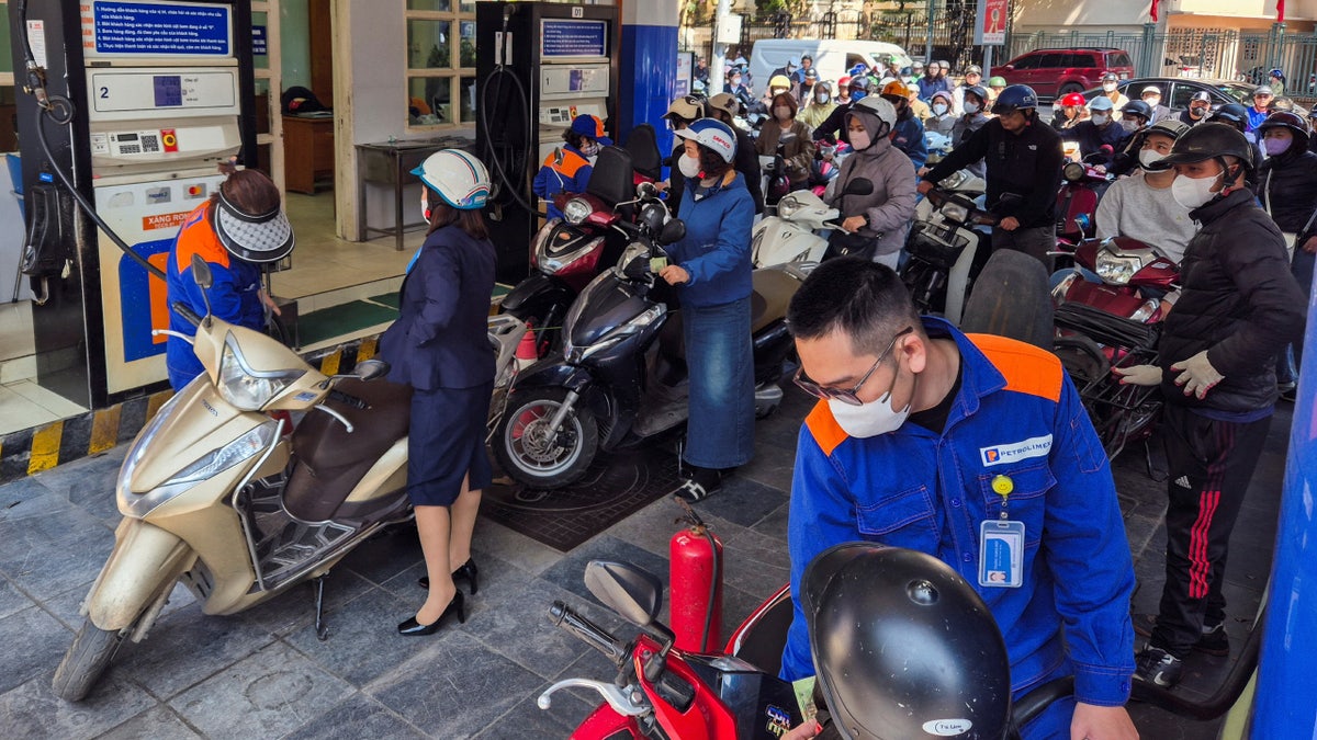 Vietnam crowded gas station