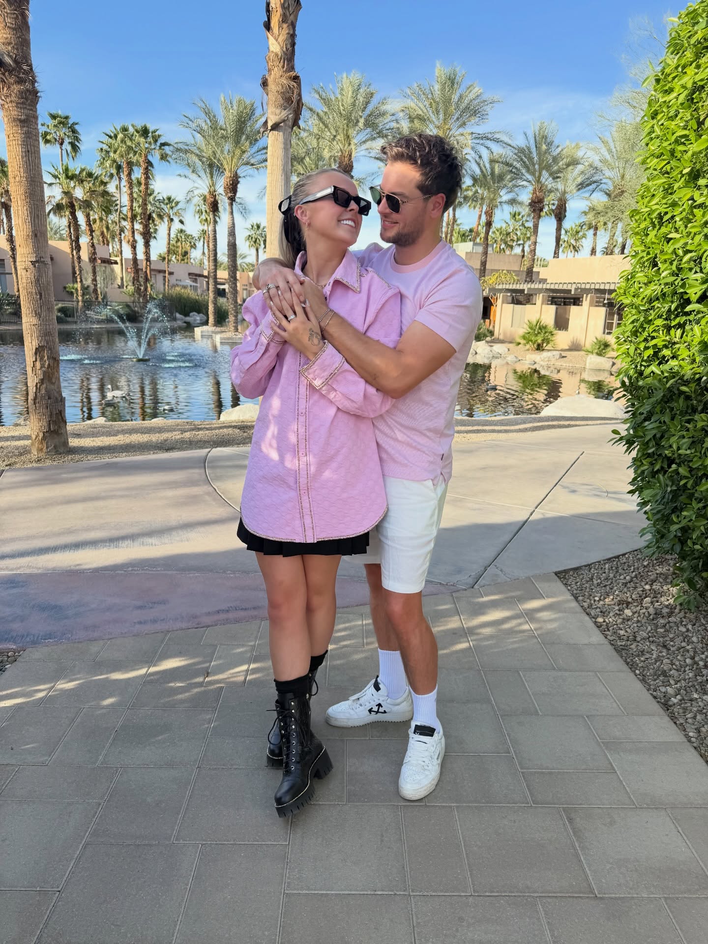 JoJo Siwa and her boyfriend, Chris Hughes, are all lovey-dovey as they twin in pink.