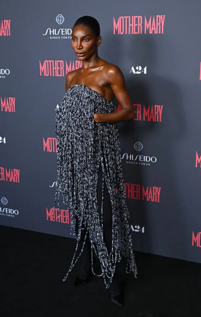 Michaela Coel Wore Loewe To The 'Mother Mary' London Screening, Michaela Coel Mother Mary screening, Mother Mary London red carpet, Michaela Coel Loewe Fall 2026, Loewe Mother Mary screening, McCollough Hernandez Loewe Michaela Coel