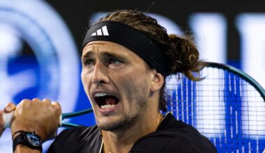 Alexander Zverev hits a backhand