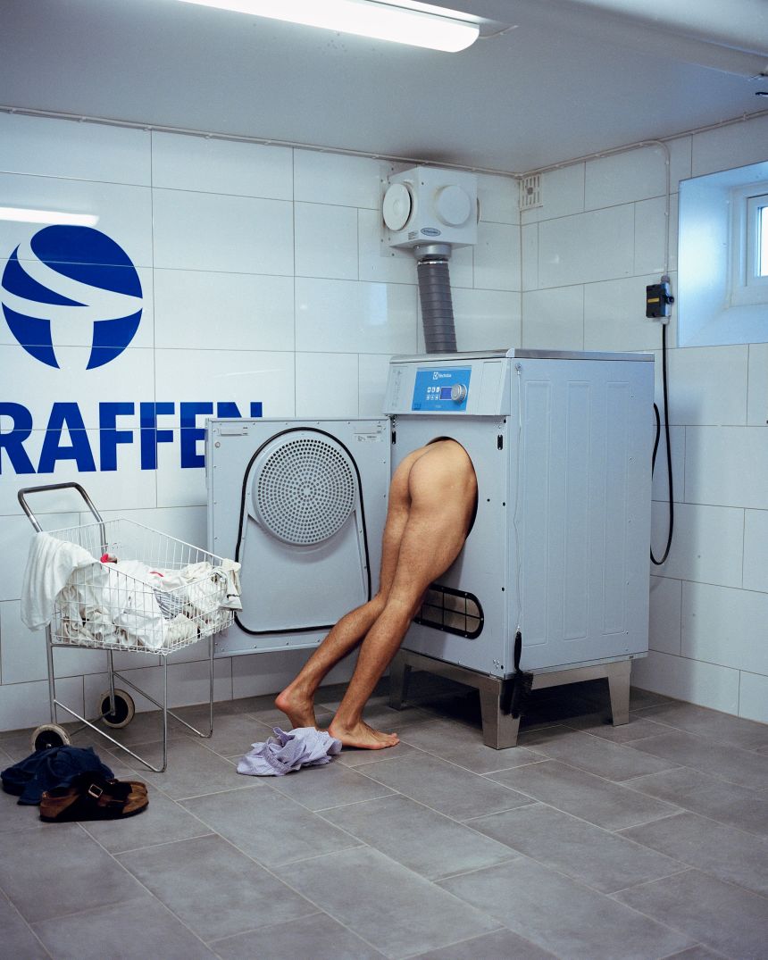 A self-portrait taken by Whiteman in a local laundromat in Sweden.