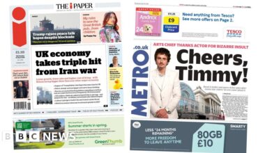 'UK economy takes triple hit' and 'Cheers, Timmy!' - BBC