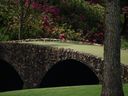 A general view of the Hogan Bridge near the 12th green during a practice round prior to the 2026 Masters Tournament at Augusta National Golf Club in Augusta, Ga.