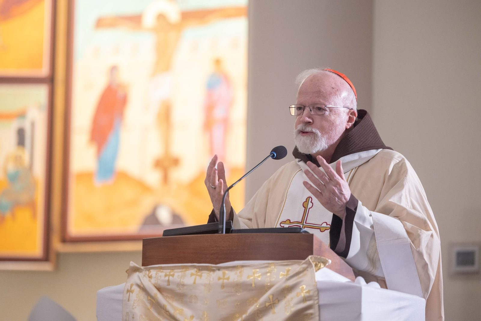 Cardinal Seán O'Malley, OFM Cap., the archbishop emeritus of Boston, speaks during a Mass of Thanksgiving at St. Joseph Catholic Church in Beltsville, Maryland, on April 17, 2026 that commemorated the 70th birthday of Bishop Jerome Feudjio of the Diocese of St. Thomas in the U.S. Virgin Islands and his fifth anniversary leading that diocese. Cardinal O’Malley led the Diocese of St. Thomas from 1985 to 1992. (Catholic Standard photo by Mihoko Owada)