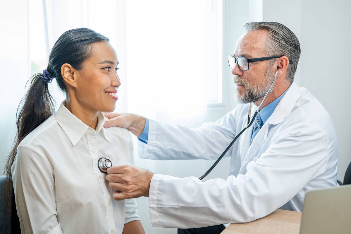 Doctor use stethoscope for treating patient in hospital,Concepts of medical treatment and specialists.