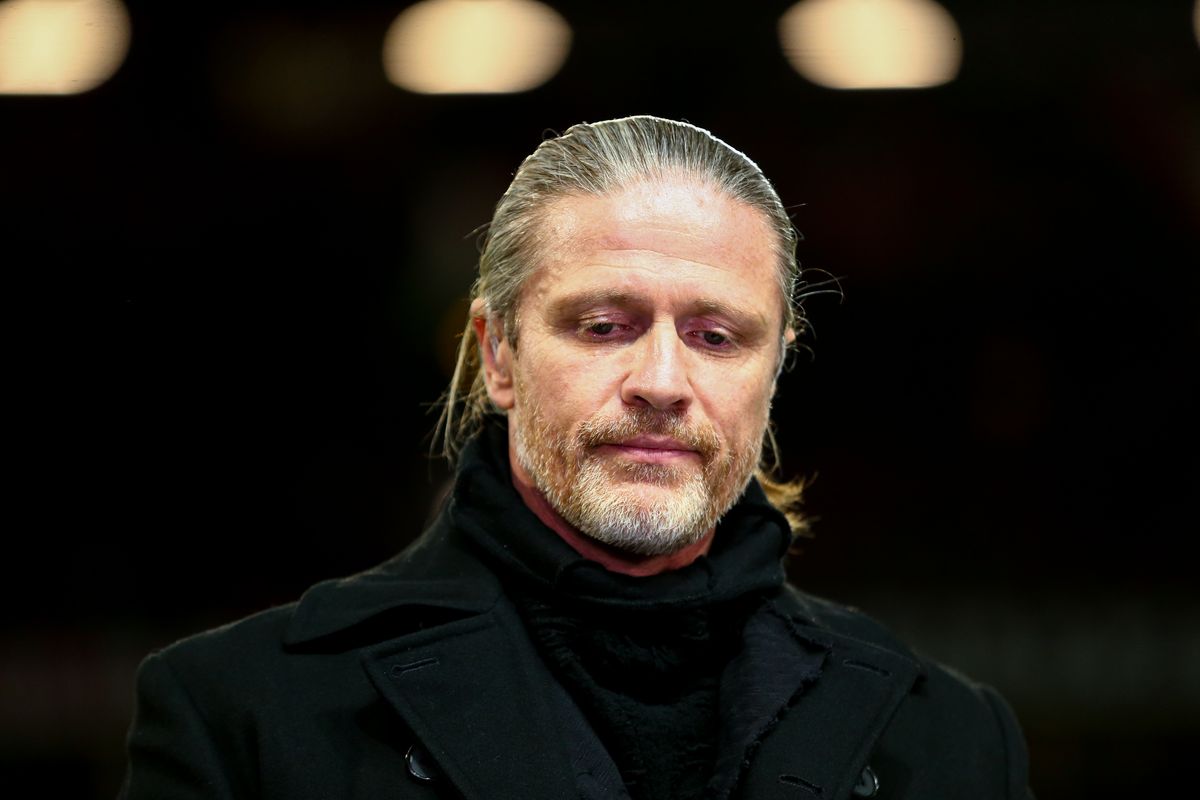 Emmanuel Petit during the UEFA Champions League Round of 16 First Leg match between Manchester United and Paris Saint-Germain at Old Trafford on February 12, 2019 in Manchester, England.