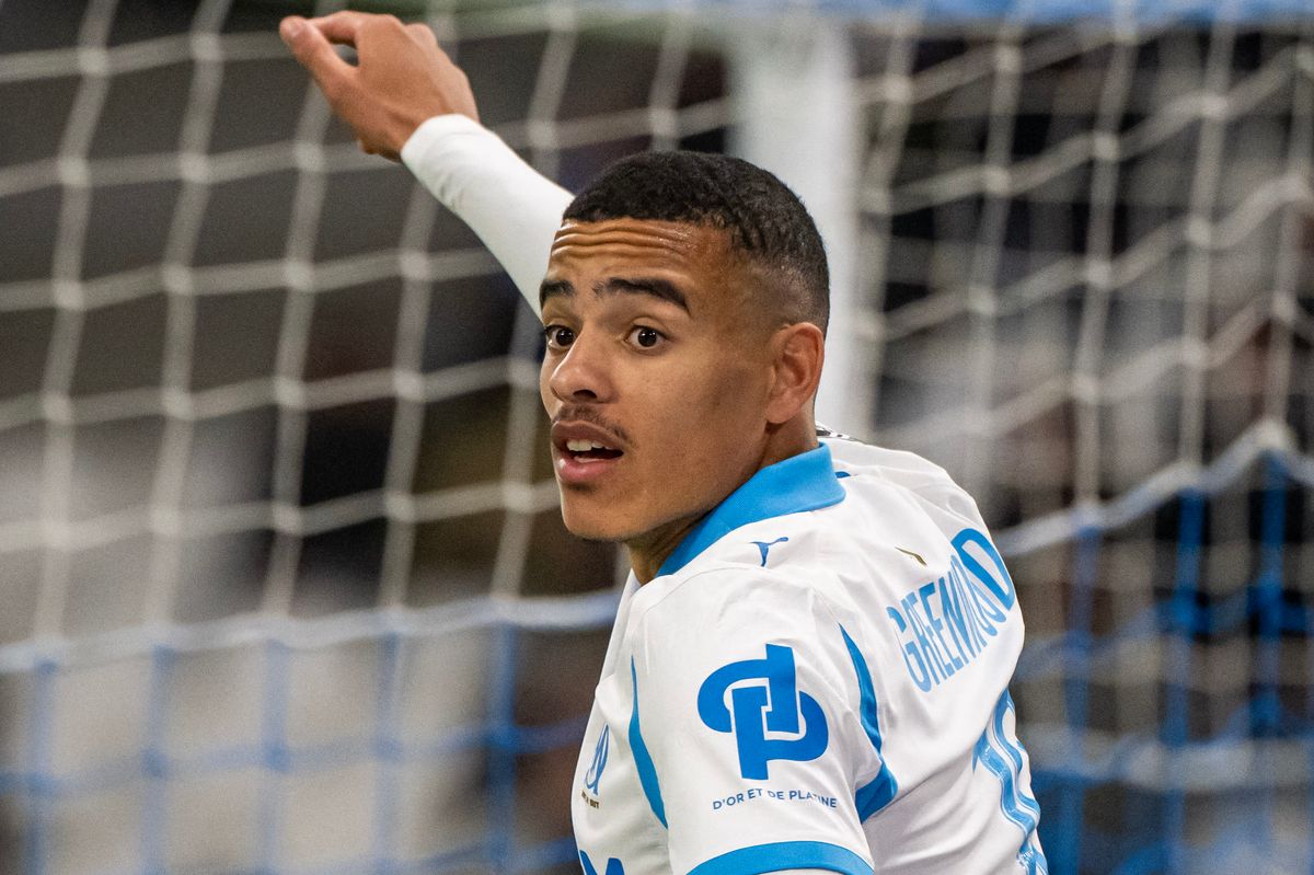 Marseille's English forward #10 Mason Greenwood gestures during the French L1 football match between Olympique de Marseille (OM) and Auxerre at the Stade Velodrome in Marseille southeastern France on March 13, 2026.