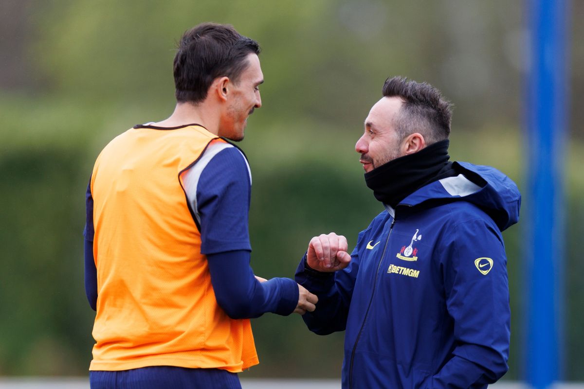 Joao Palhinha and Roberto De Zerbi speak