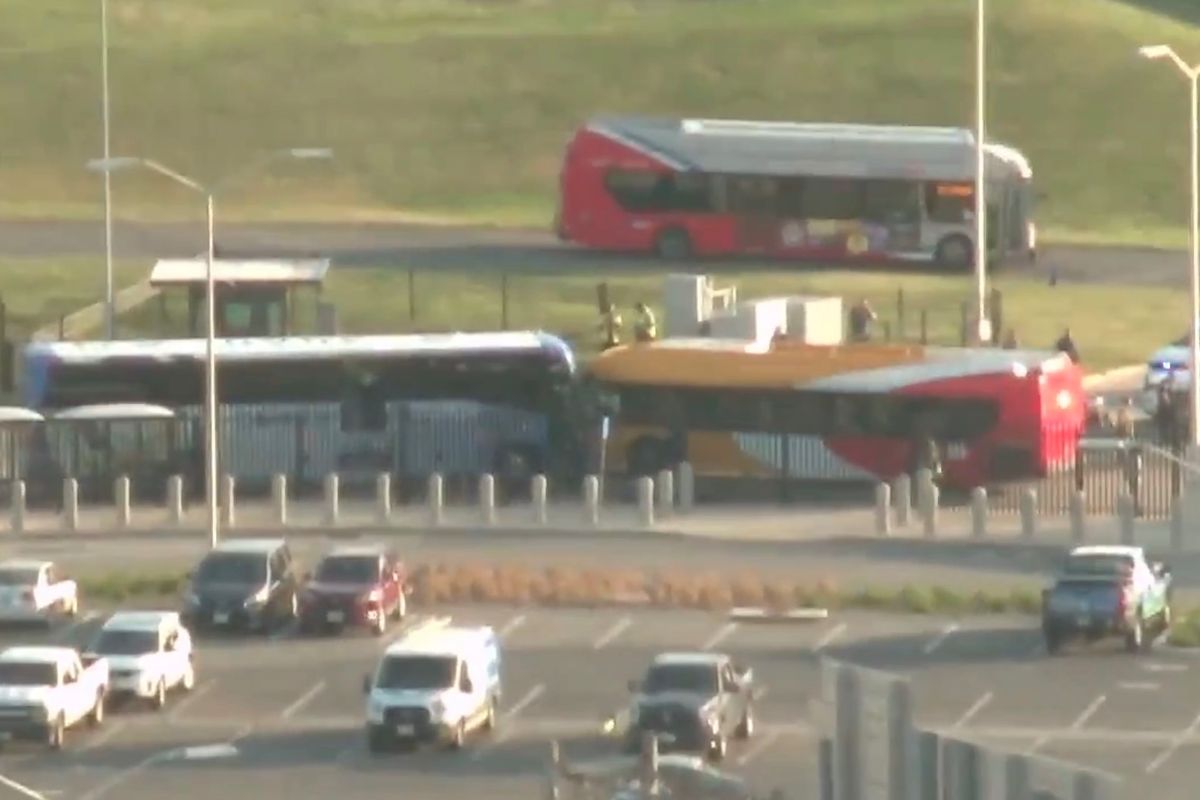 Two buses have collided head-on at the Pentagon