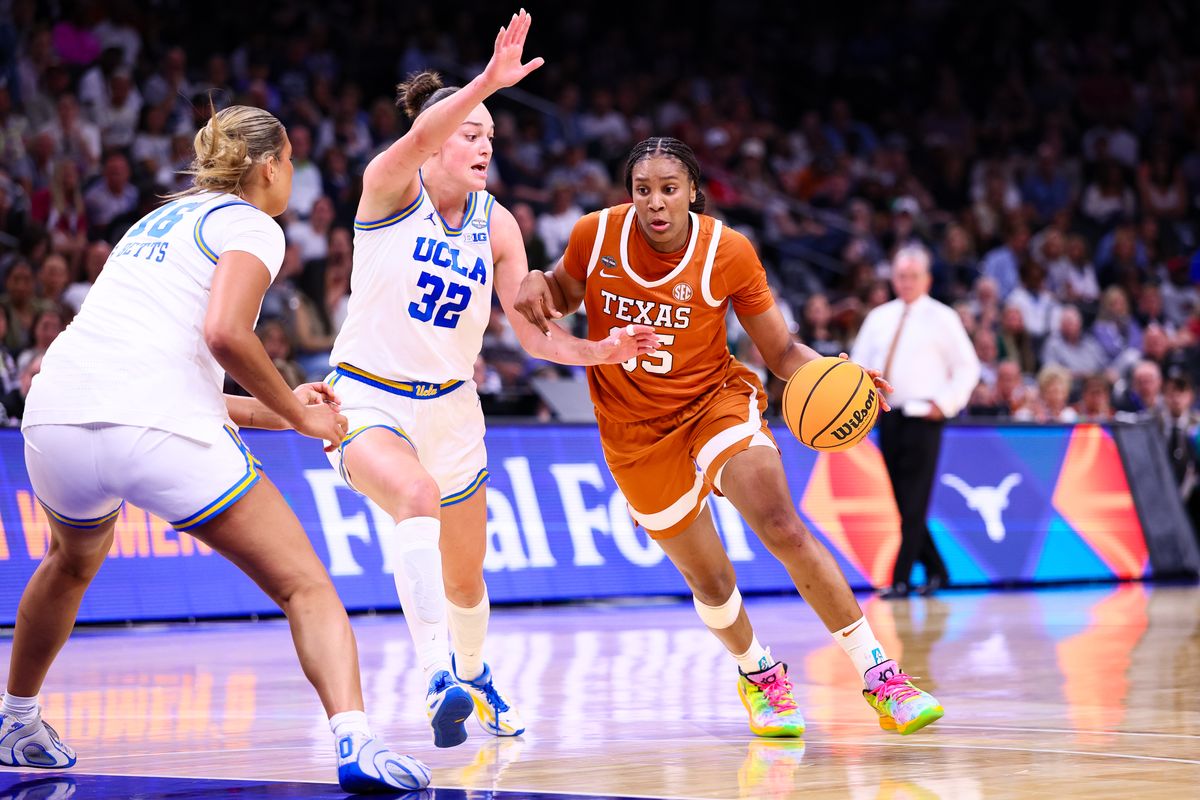 Texas forward Madison Booker drives against UCLA