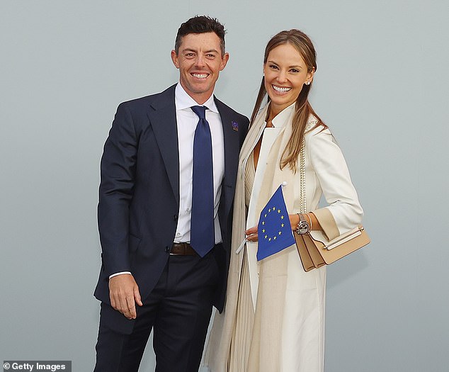 McIlroy is pictured with wife Stoll ahead of the 2021 Ryder Cup at Whistling Straits, Wisconsin