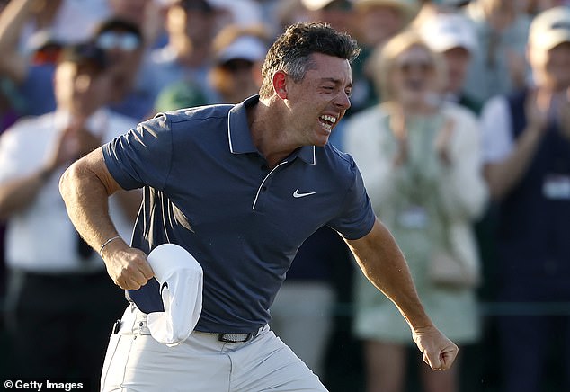 McIlroy cries after winning at Augusta National last April. Next week he will be back there