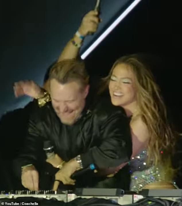 'Make some noise for JLo!' Guetta roared as Lopez traipsed over to the DJ booth and enfolded him in a fond embrace, the pair of them beaming