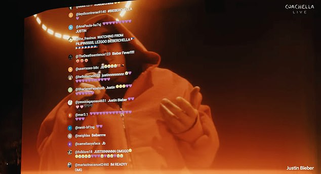 Justin kept checking a livestream to see what songs fans had requested him to play