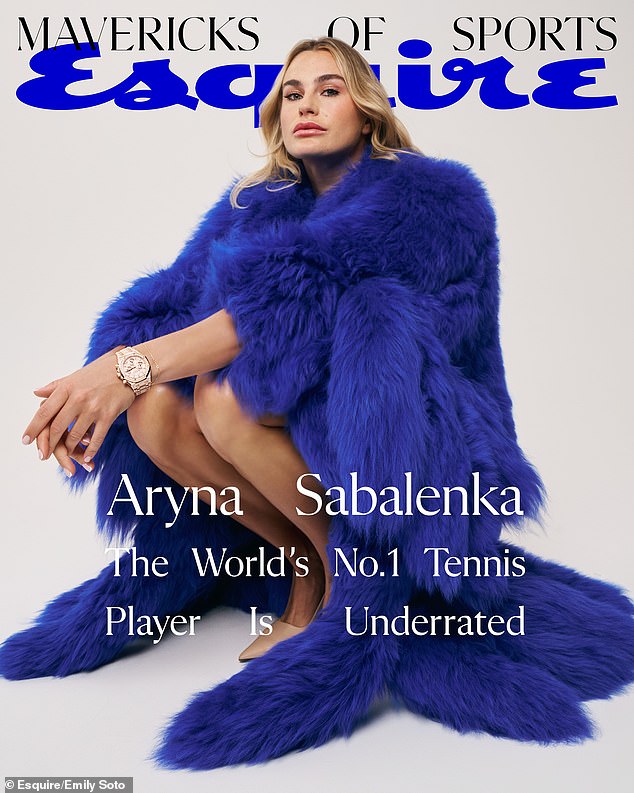 Aryna Sabalenka wore a gigantic blue fur coat and high heels for her shoot with Esquire