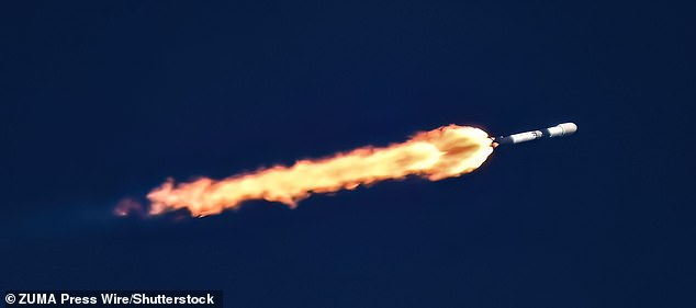 A SpaceX Falcon 9 rocket carrying 29 Starlink satellites takes off earlier this year