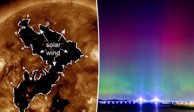 Aurora may be visible in various US states due to sun hole