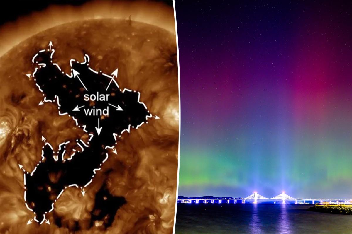 Aurora may be visible in various US states due to sun hole