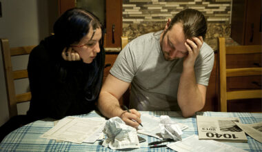 An American couple doing taxes.