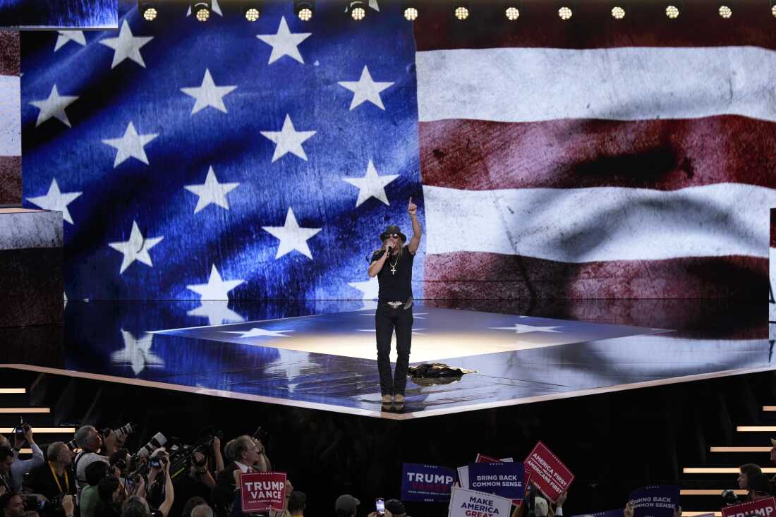 Kid Rock performs during the final day of the Republican National Convention on Thursday, July 18, 2024, in Milwaukee. (AP Photo/J. Scott Applewhite)