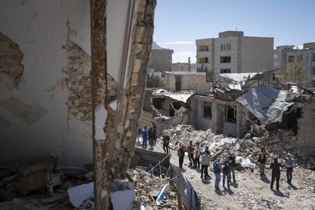A view of a residential area affected during the U.S.-Israeli military operations in the city of Karaj, in Alborz province, several miles west of Tehran, Iran, on Friday. The area was struck on March 9.